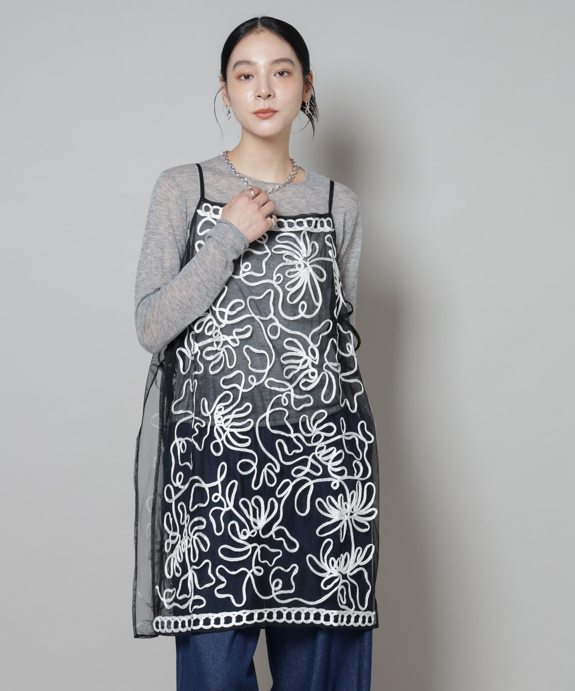nano･universe「Sara mallika/TULLETAPEEMBRIODERY CAMI DRESS」|ワンピース|