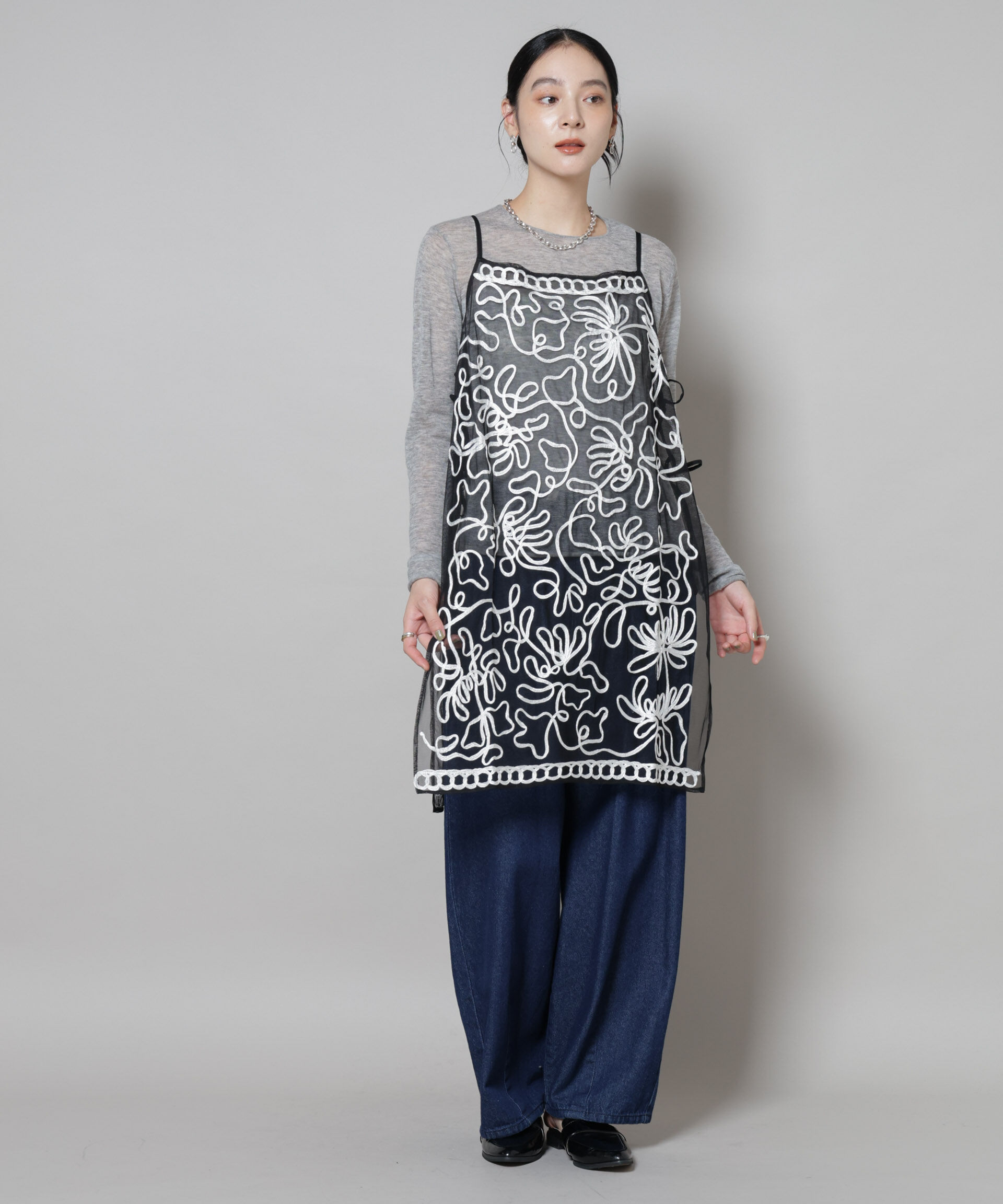 nano･universe「Sara mallika/TULLETAPEEMBRIODERY CAMI DRESS」|ワンピース|