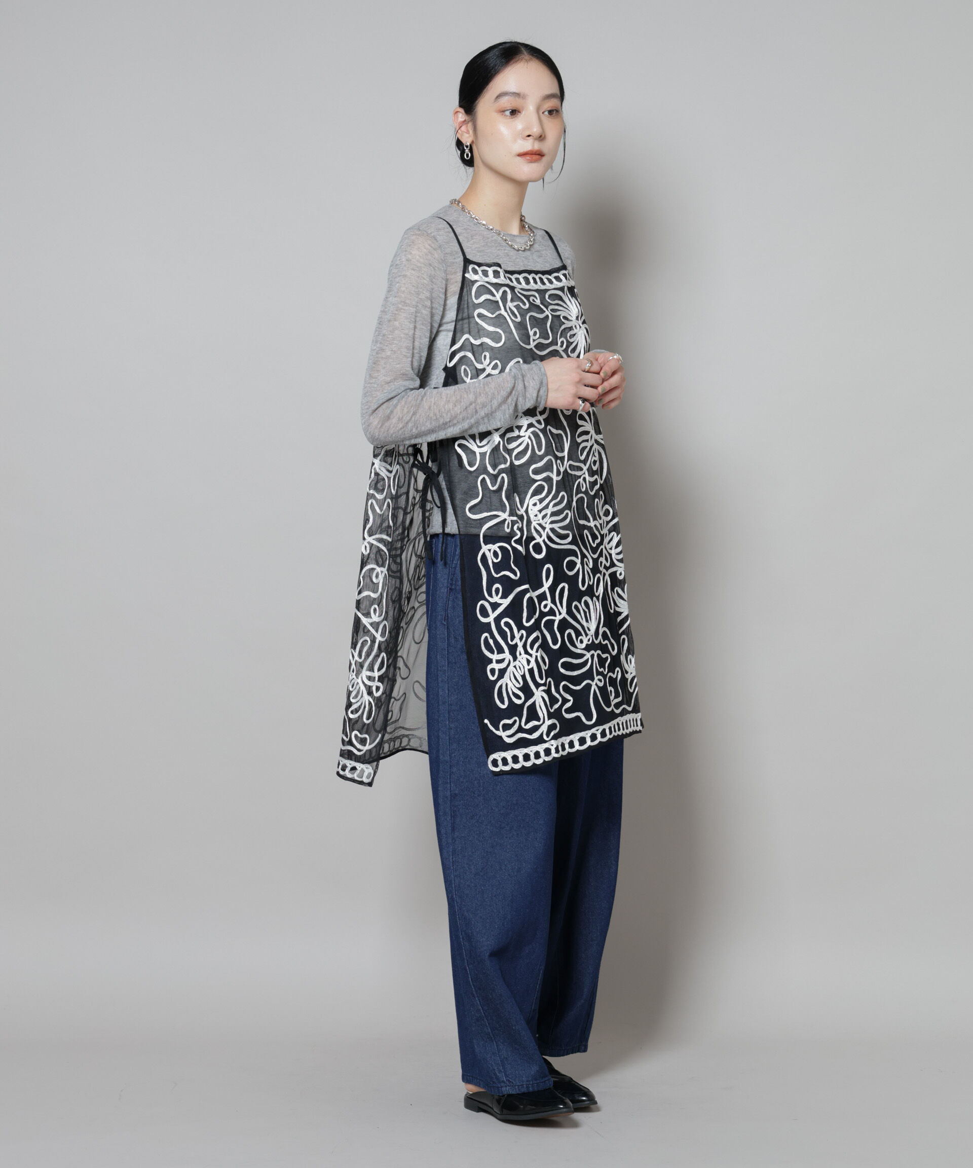 nano･universe「Sara mallika/TULLETAPEEMBRIODERY CAMI DRESS」|ワンピース|