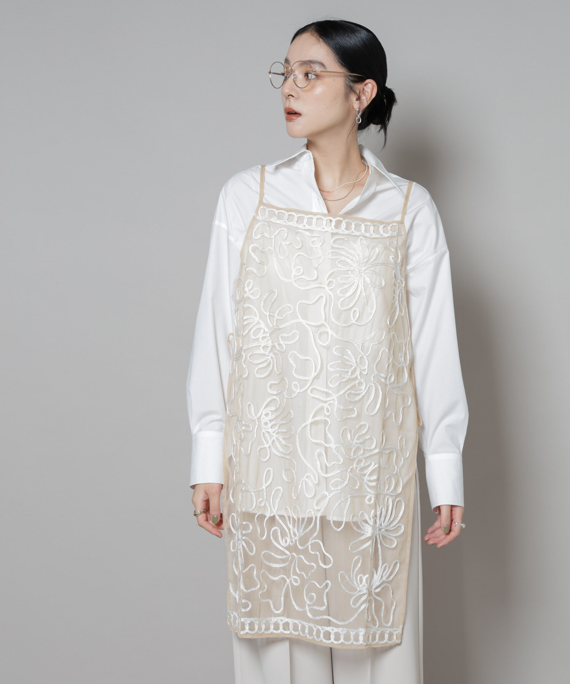 nano･universe「Sara mallika/TULLETAPEEMBRIODERY CAMI DRESS」|ワンピース|エクリュ4