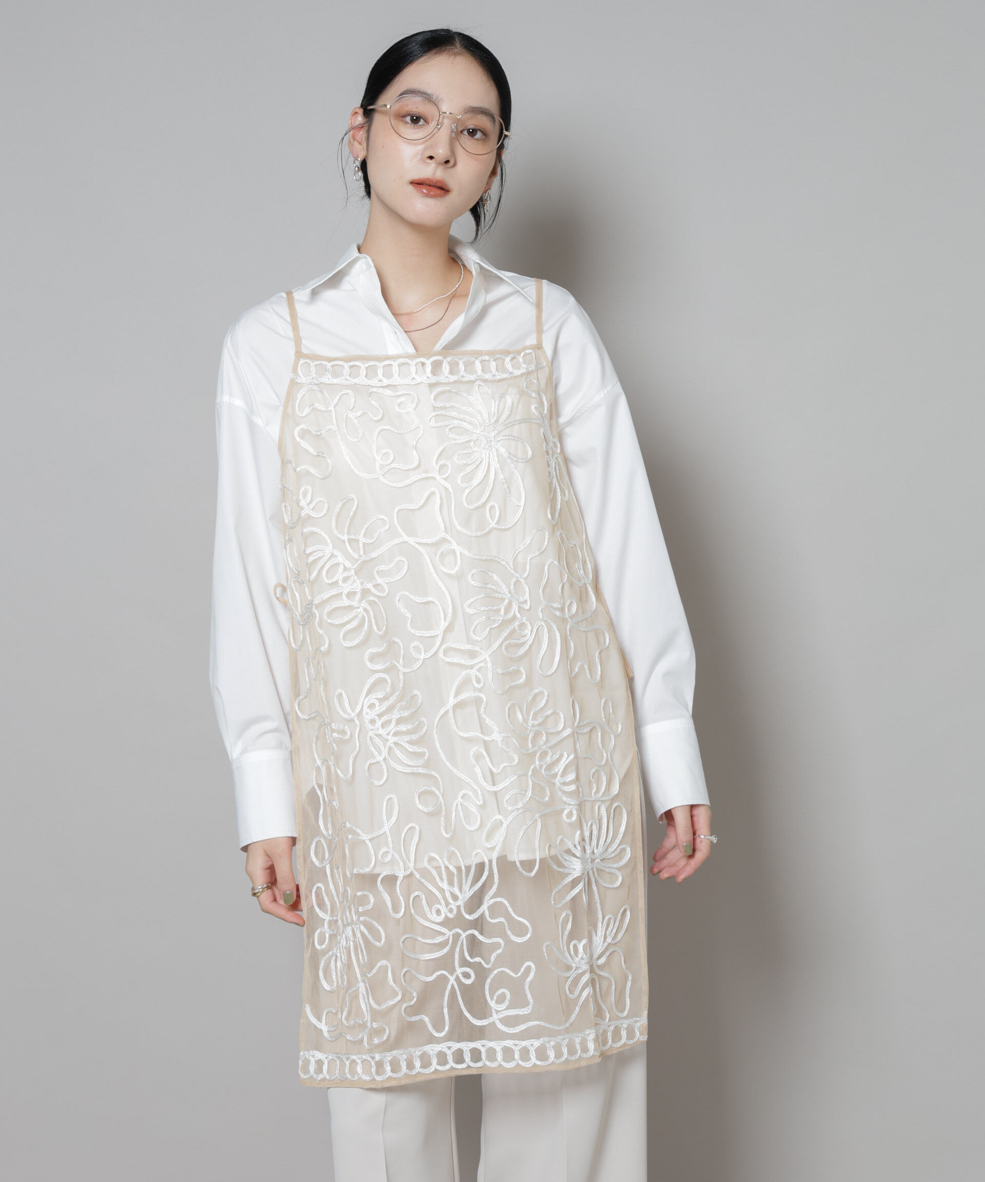 nano･universe「Sara mallika/TULLETAPEEMBRIODERY CAMI DRESS」|ワンピース|