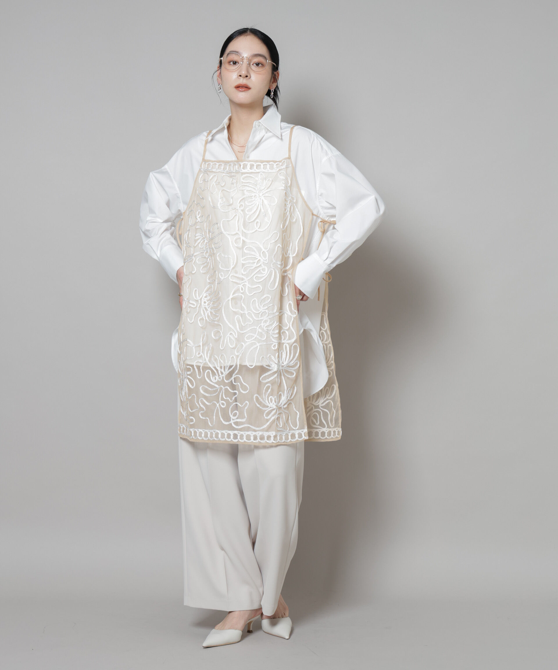 nano･universe「Sara mallika/TULLETAPEEMBRIODERY CAMI DRESS」|ワンピース|