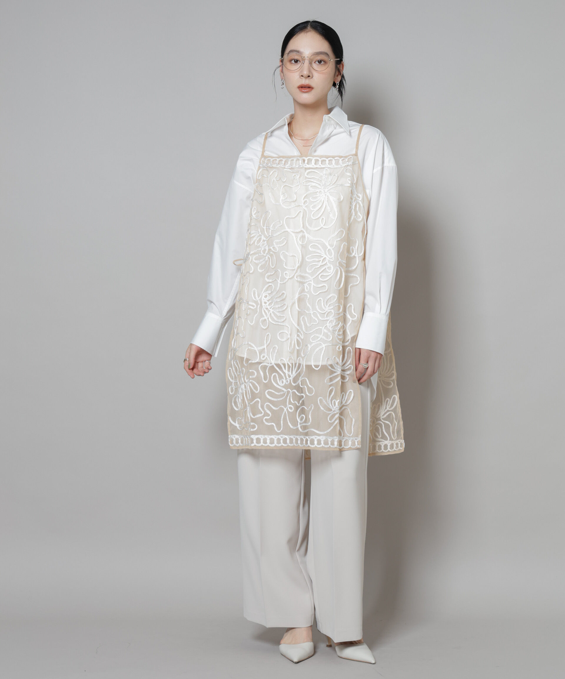 nano･universe「Sara mallika/TULLETAPEEMBRIODERY CAMI DRESS」|ワンピース|