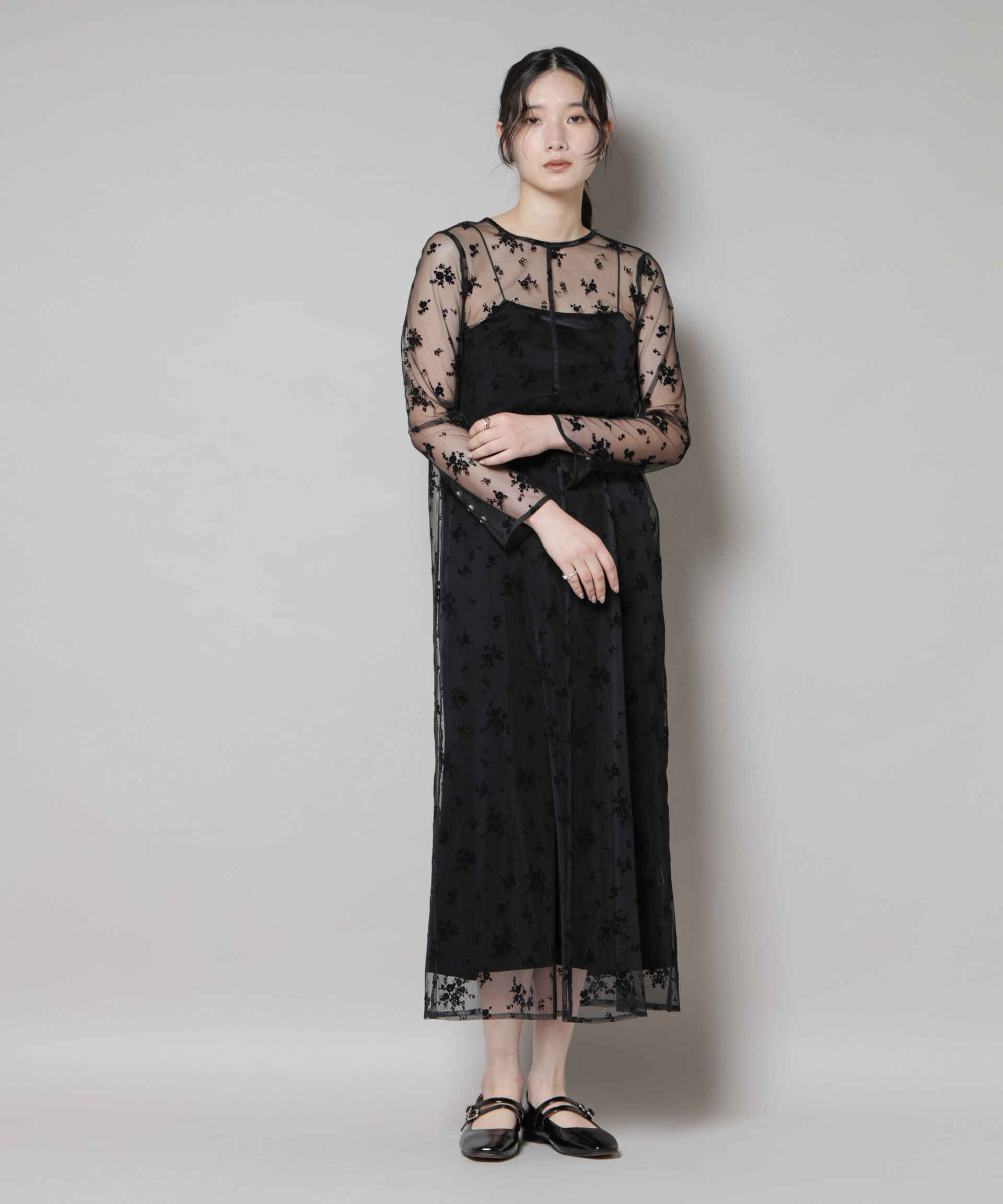 nano･universe「kaene/フロッキーベロア2wayドレス」|ワンピース|