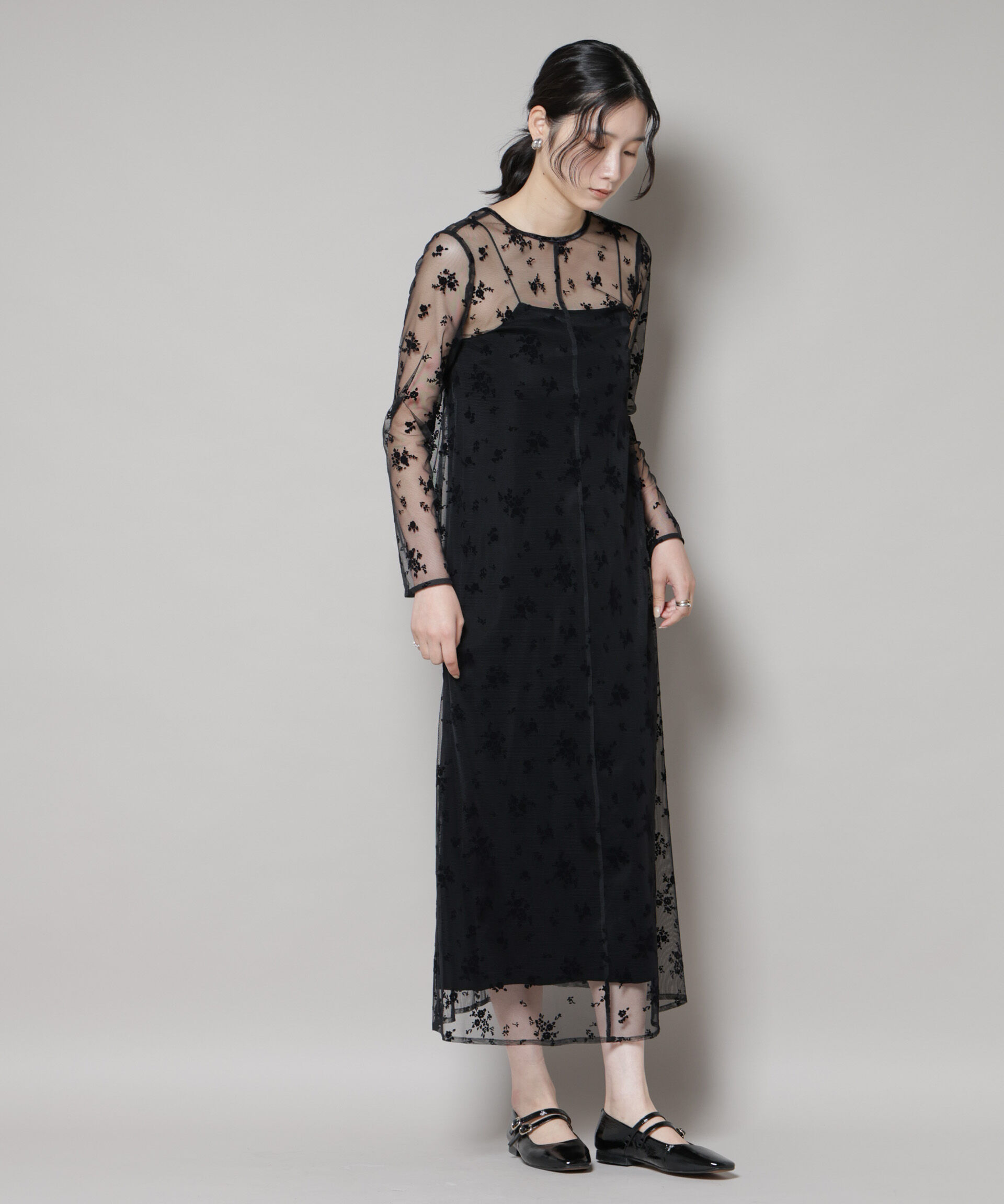 nano･universe「kaene/フロッキーベロア2wayドレス」|ワンピース|