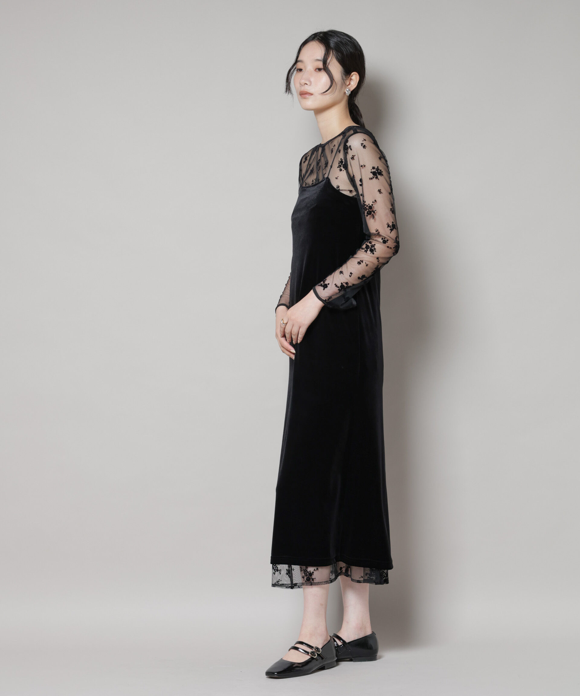 nano･universe「kaene/フロッキーベロア2wayドレス」|ワンピース|