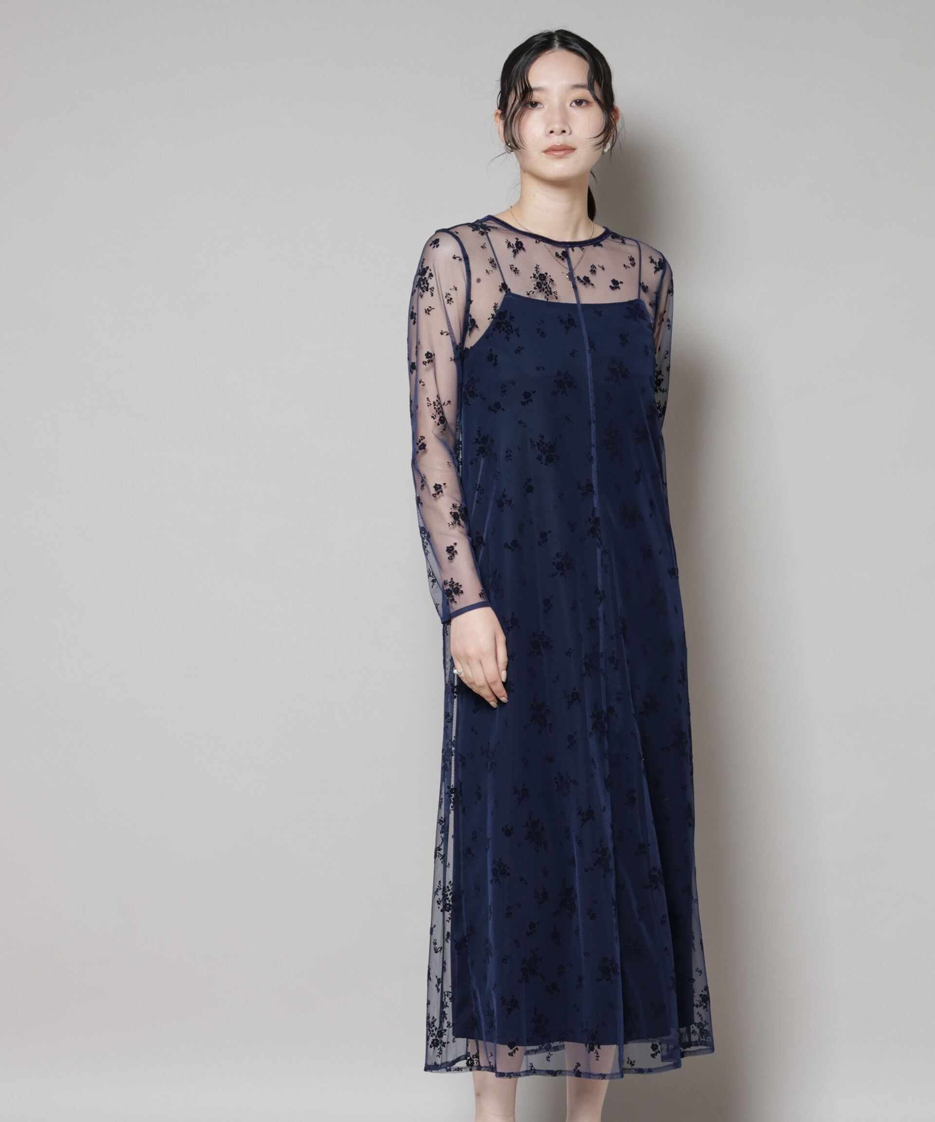 nano･universe「kaene/フロッキーベロア2wayドレス」|ワンピース|