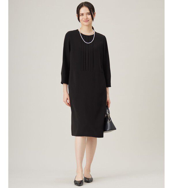 自由区「【セットアップ対応・洗える】トリアセダブルクロス ワンピース」|ワンピース|ブラック系