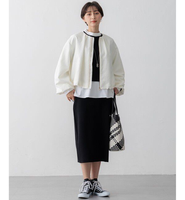 23区「【洗える】ジオメトリックジャカード ブルゾン」|ブルゾン・スタジャン|
