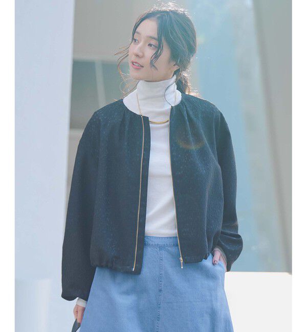 23区「【洗える】ジオメトリックジャカード ブルゾン」|ブルゾン・スタジャン|ブラック系