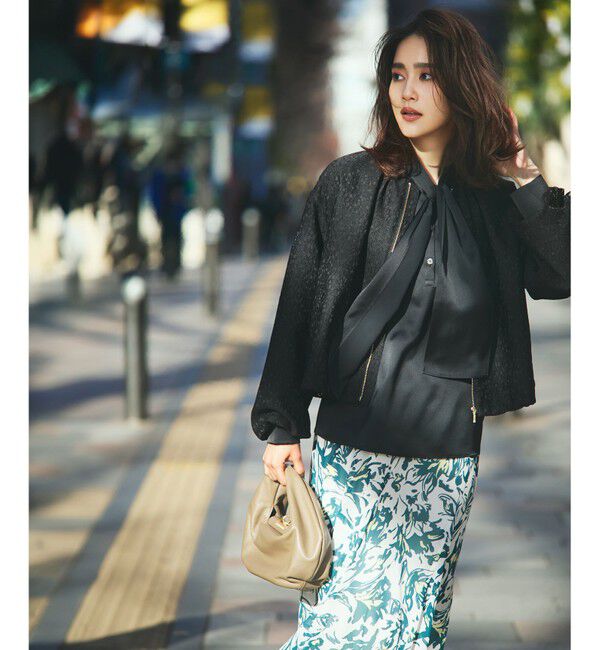 23区「【洗える】ジオメトリックジャカード ブルゾン」|ブルゾン・スタジャン|