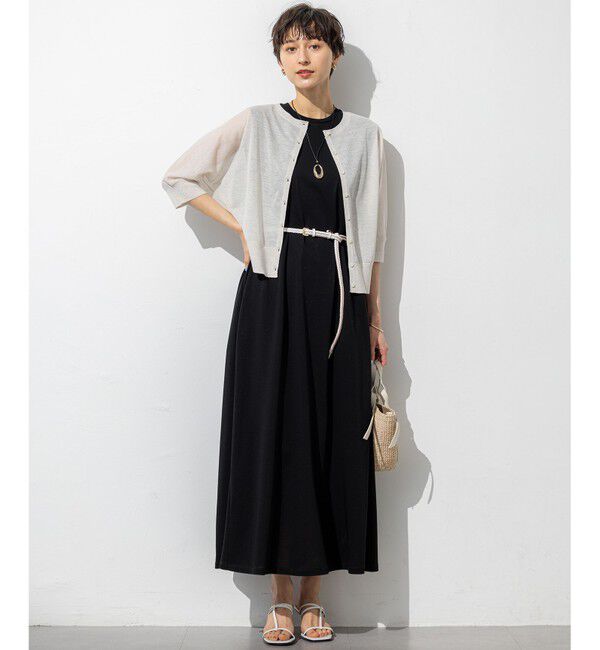 23区「【前後着用可能/洗える】シャイニーシアー 5分袖 カーディガン」|カーディガン|