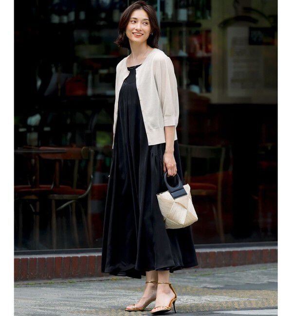 23区「【前後着用可能/洗える】シャイニーシアー 5分袖 カーディガン」|カーディガン|