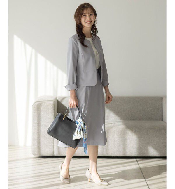 ANY SIS「【UVカット・接触冷感・吸水速乾】スマートビューティストレッチ ペプラムショート ジャケット」|ノーカラージャケット|