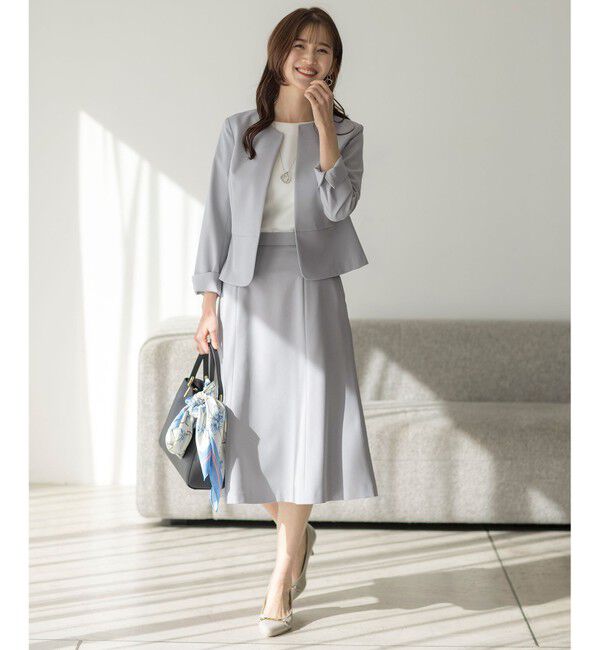 ANY SIS「【UVカット・接触冷感・吸水速乾】スマートビューティストレッチ ペプラムショート ジャケット」|ノーカラージャケット|