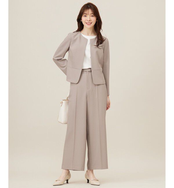 ANY SIS「【UVカット・接触冷感・吸水速乾】スマートビューティストレッチ ペプラムショート ジャケット」|ノーカラージャケット|