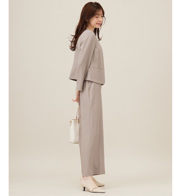 ANY SIS「【UVカット・接触冷感・吸水速乾】スマートビューティストレッチ ペプラムショート ジャケット」|ノーカラージャケット|