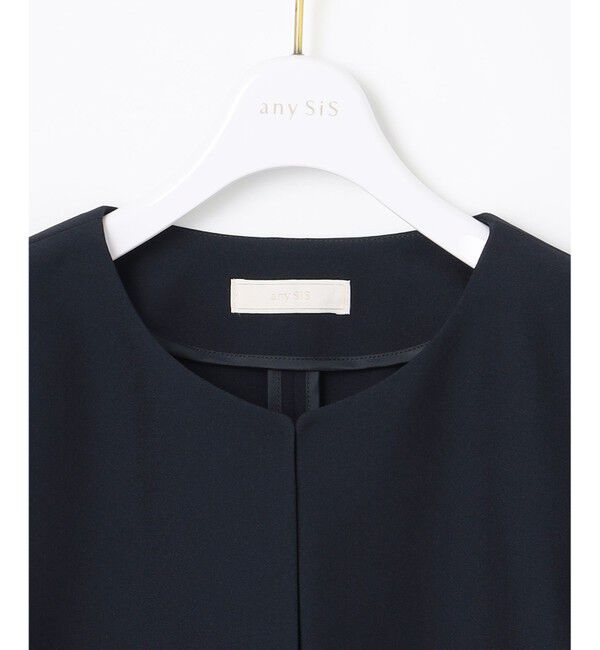 ANY SIS「【UVカット・接触冷感・吸水速乾】スマートビューティストレッチ ペプラムショート ジャケット」|ノーカラージャケット|