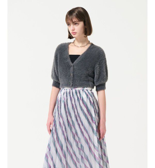 GRACE CONTINENTAL「フェザースリーブニットカーディガン」|カーディガン|グレー