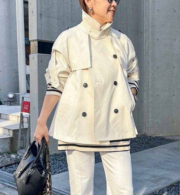 NOLLEY'S「NMPウォッシャブルショートトレンチコート」|ブルゾン・スタジャン|オフホワイト