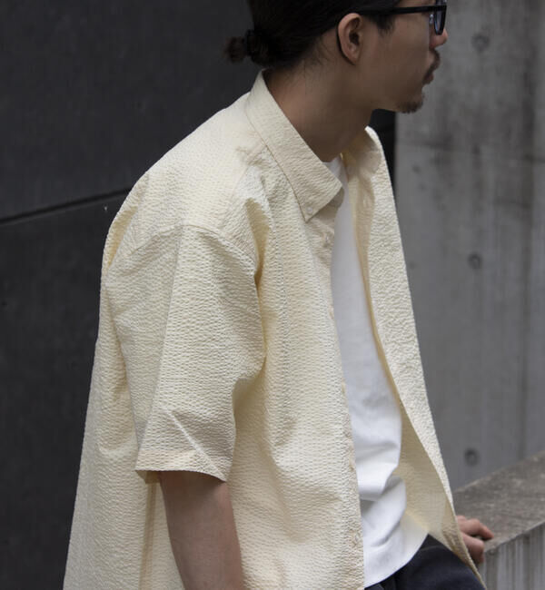 GLOSTER「【GLOSTER/グロスター】シアサッカー ボタンダウン半袖シャツ」|シャツ・ブラウス|