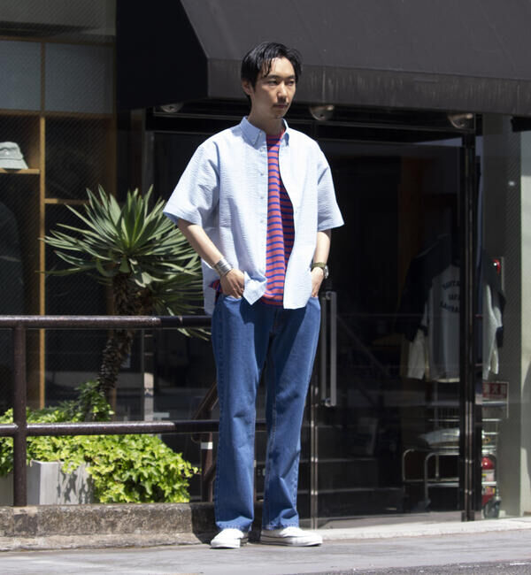 GLOSTER「【GLOSTER/グロスター】シアサッカー ボタンダウン半袖シャツ」|シャツ・ブラウス|