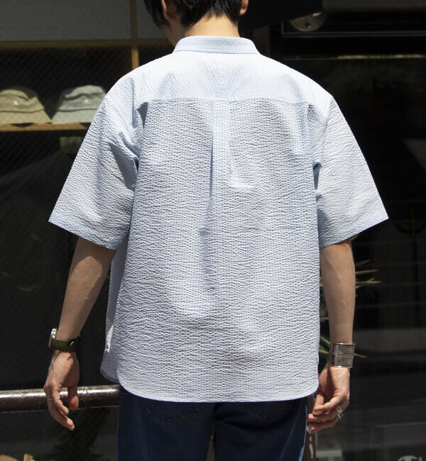 GLOSTER「【GLOSTER/グロスター】シアサッカー ボタンダウン半袖シャツ」|シャツ・ブラウス|