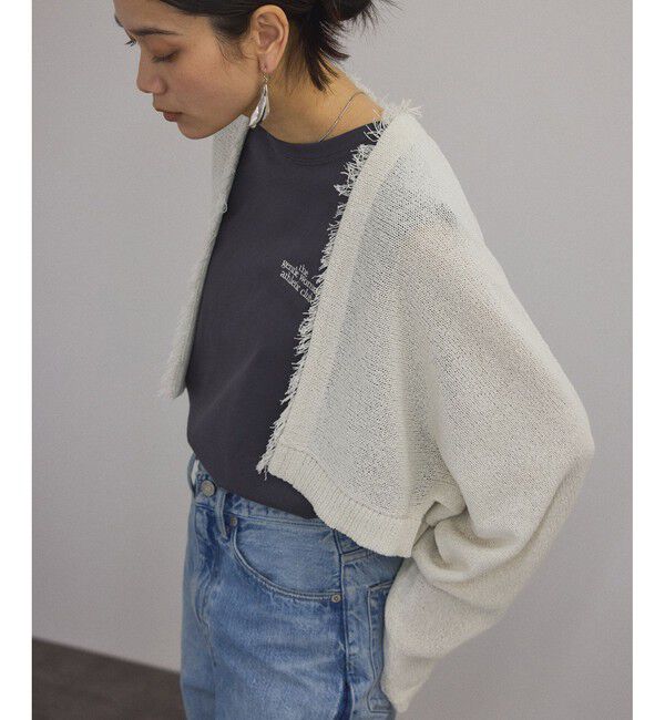 SALON adam et rope'「ペーパーヤーンクロップドカーディガン/ボレロ［吸水速乾・洗える］」|カーディガン|