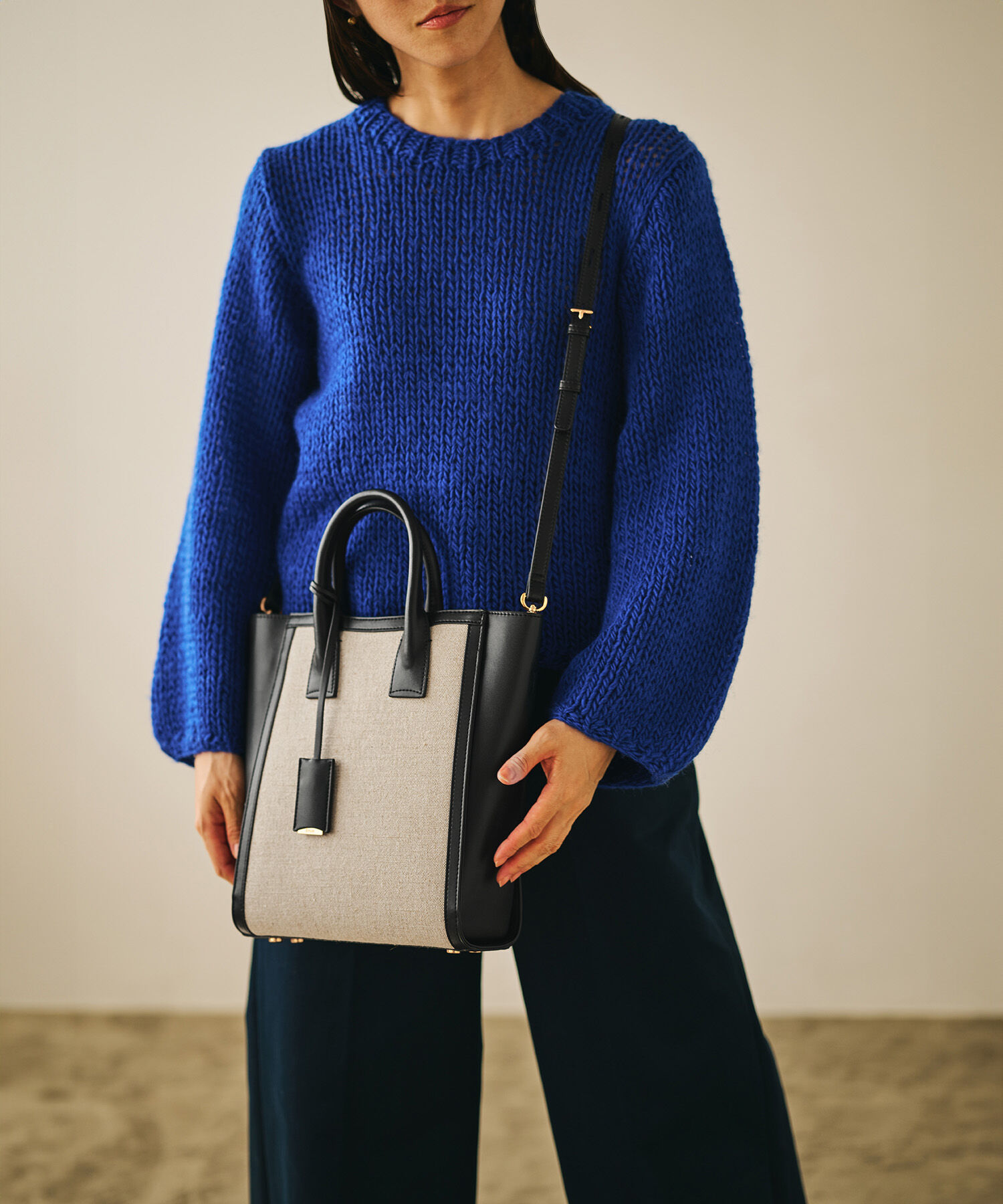 E'POR「【E'POR】 I BAG Medium（キャンバスコンビ縦型トートバッグ）」|ハンドバッグ|