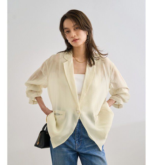 ROPE「【洗える・新色追加】シアーライトジャケット」|テーラードジャケット|オフホワイト(15)