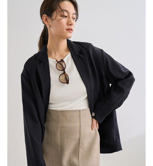 ROPE「【洗える・新色追加】シアーライトジャケット」|テーラードジャケット|ネイビー(40)