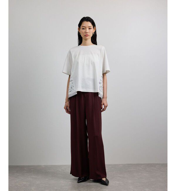 ROPE「【洗える・カセット服】ライトトリアセイージーワイドパンツ/お仕事・通勤・セットアップ対応」|チノ|