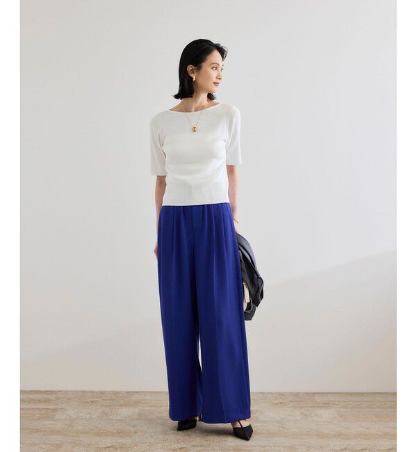 ROPE「【洗える・カセット服】ライトトリアセイージーワイドパンツ/お仕事・通勤・セットアップ対応」|チノ|