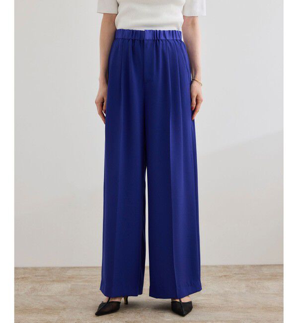 ROPE「【洗える・カセット服】ライトトリアセイージーワイドパンツ/お仕事・通勤・セットアップ対応」|チノ|