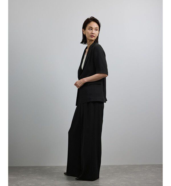 ROPE「【洗える・カセット服】ライトトリアセイージーワイドパンツ/お仕事・通勤・セットアップ対応」|チノ|