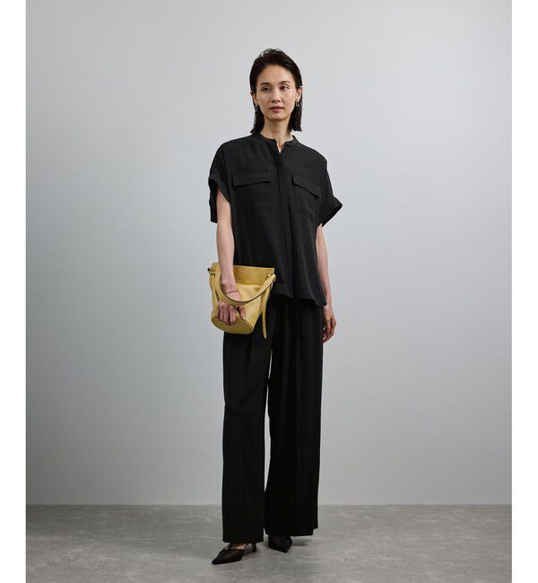 ROPE「【洗える・カセット服】ライトトリアセイージーワイドパンツ/お仕事・通勤・セットアップ対応」|チノ|