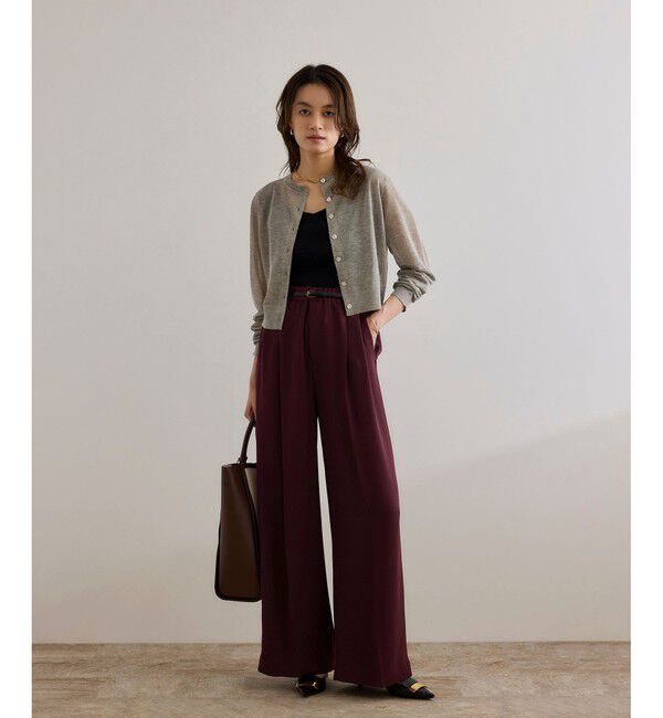 ROPE「【洗える・カセット服】ライトトリアセイージーワイドパンツ/お仕事・通勤・セットアップ対応」|チノ|