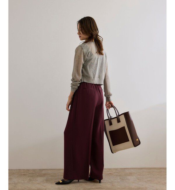 ROPE「【洗える・カセット服】ライトトリアセイージーワイドパンツ/お仕事・通勤・セットアップ対応」|チノ|