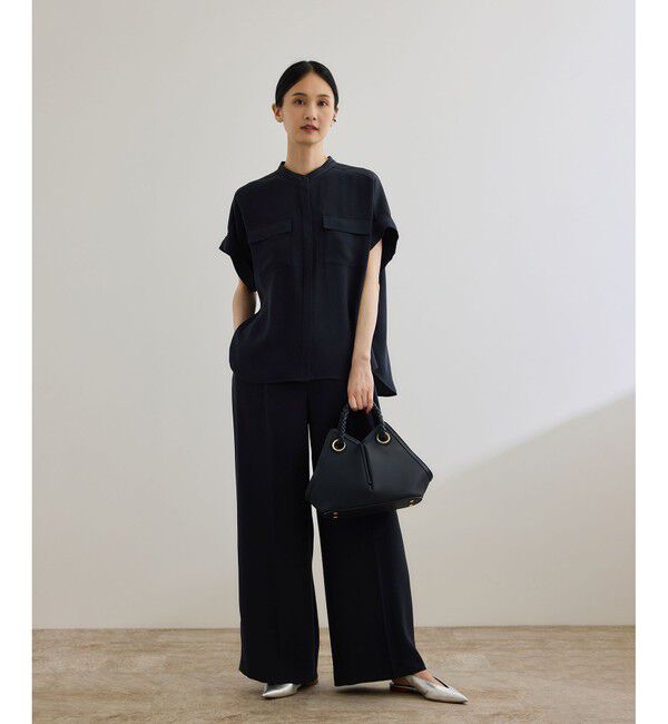 ROPE「【洗える・カセット服】ライトトリアセイージーワイドパンツ/お仕事・通勤・セットアップ対応」|チノ|