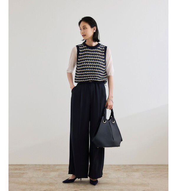 ROPE「【洗える・カセット服】ライトトリアセイージーワイドパンツ/お仕事・通勤・セットアップ対応」|チノ|