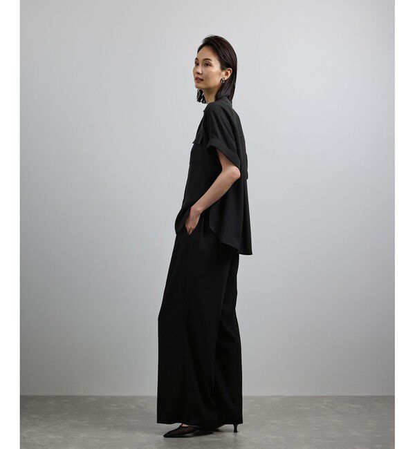 ROPE「【洗える・カセット服】ライトトリアセイージーワイドパンツ/お仕事・通勤・セットアップ対応」|チノ|