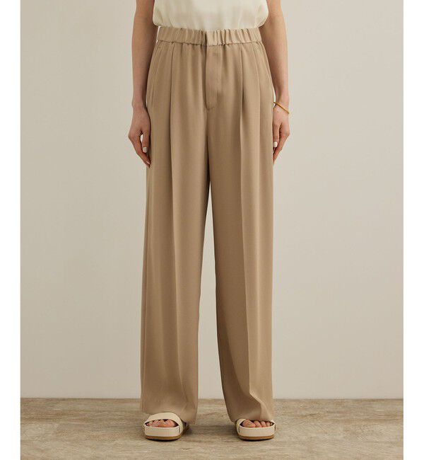 ROPE「【洗える・カセット服】ライトトリアセイージーワイドパンツ/お仕事・通勤・セットアップ対応」|チノ|