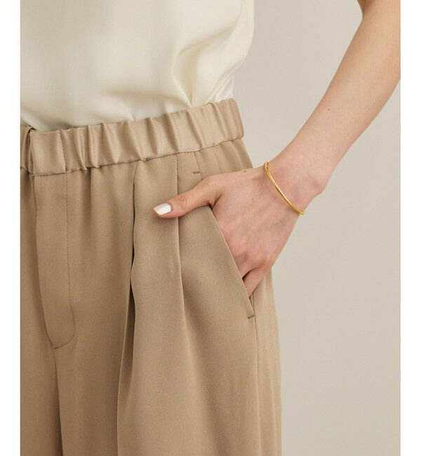 ROPE「【洗える・カセット服】ライトトリアセイージーワイドパンツ/お仕事・通勤・セットアップ対応」|チノ|