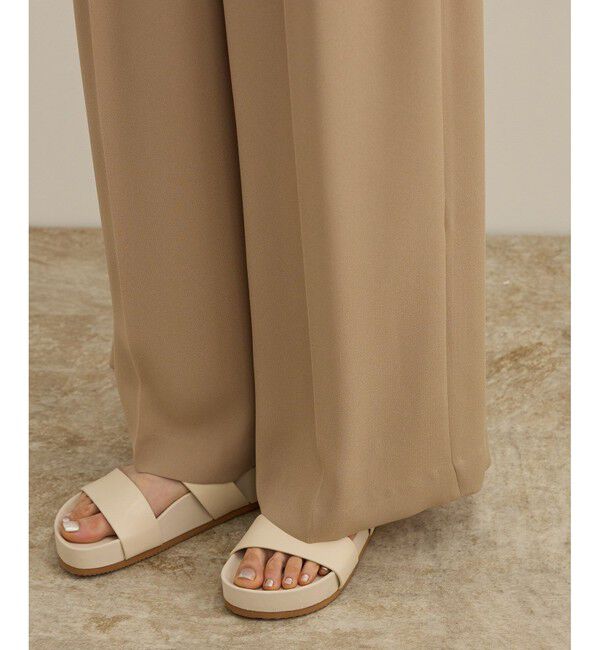 ROPE「【洗える・カセット服】ライトトリアセイージーワイドパンツ/お仕事・通勤・セットアップ対応」|チノ|