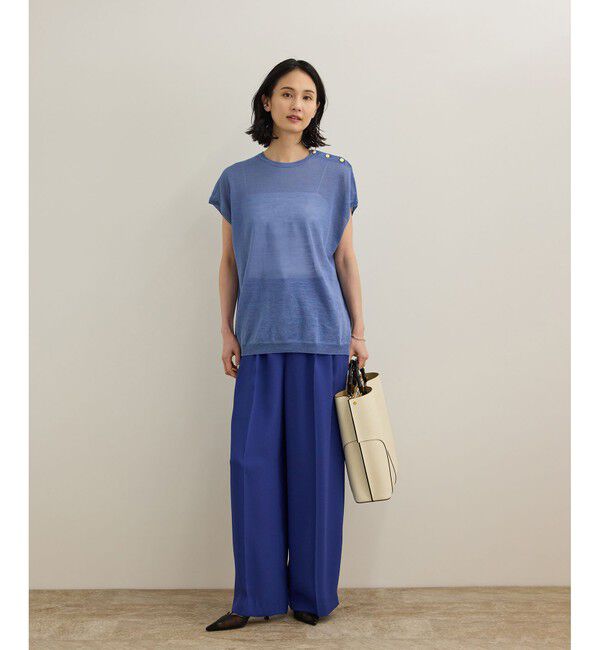 ROPE「【洗える・カセット服】ライトトリアセイージーワイドパンツ/お仕事・通勤・セットアップ対応」|チノ|