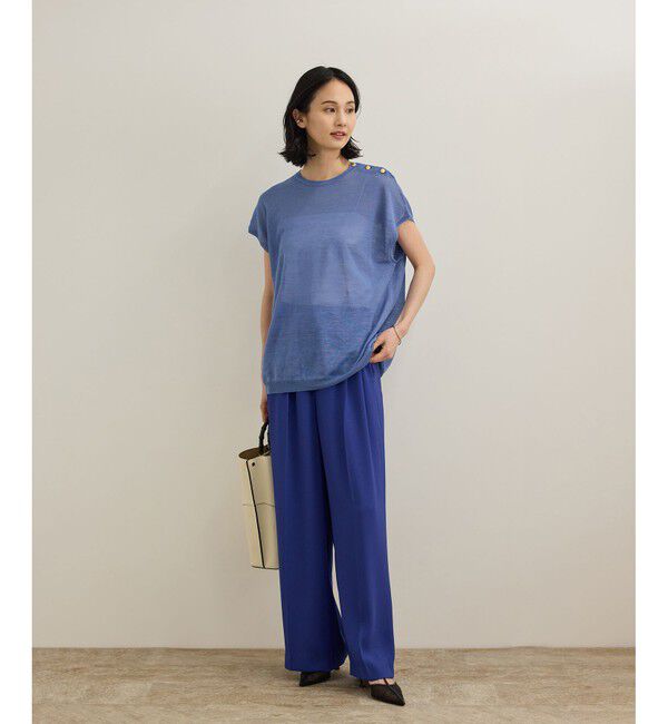 ROPE「【洗える・カセット服】ライトトリアセイージーワイドパンツ/お仕事・通勤・セットアップ対応」|チノ|