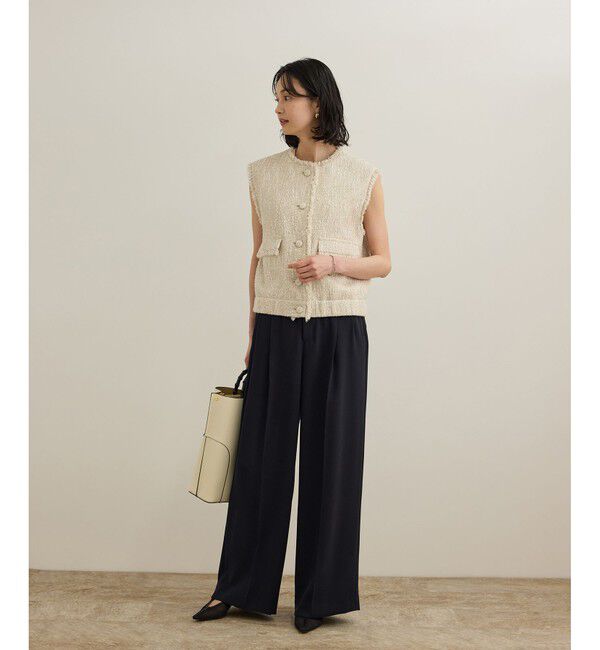 ROPE「【洗える・カセット服】ライトトリアセイージーワイドパンツ/お仕事・通勤・セットアップ対応」|チノ|