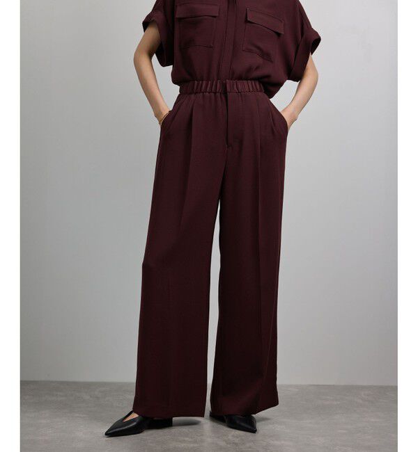 ROPE「【洗える・カセット服】ライトトリアセイージーワイドパンツ/お仕事・通勤・セットアップ対応」|チノ|