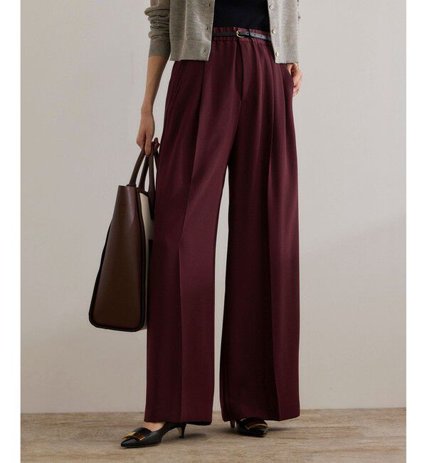 ROPE「【洗える・カセット服】ライトトリアセイージーワイドパンツ/お仕事・通勤・セットアップ対応」|チノ|