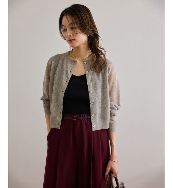 ROPE「【洗える】LEVITAクルーネックシアーカーディガン」|カーディガン|